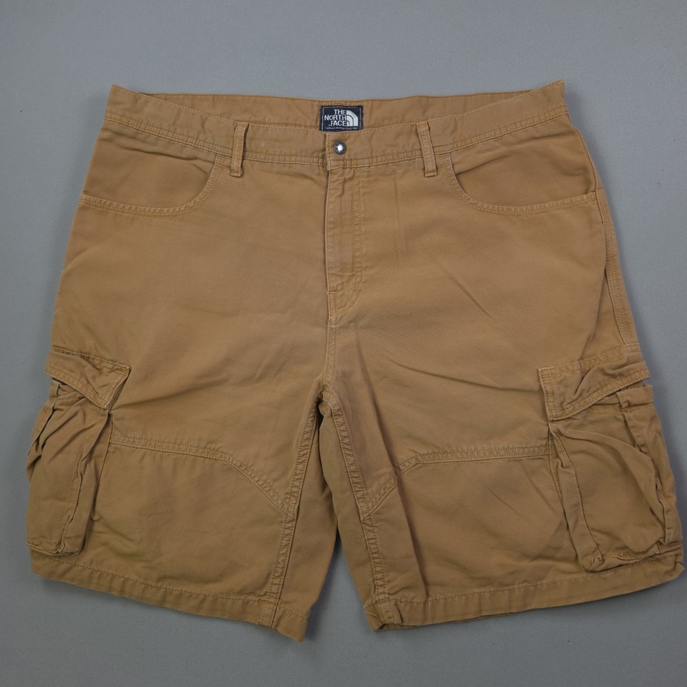 The North Face Cargo Shorts Men's 40 Tan Khaki Cotton Canvas Hiking Outdoor Work
